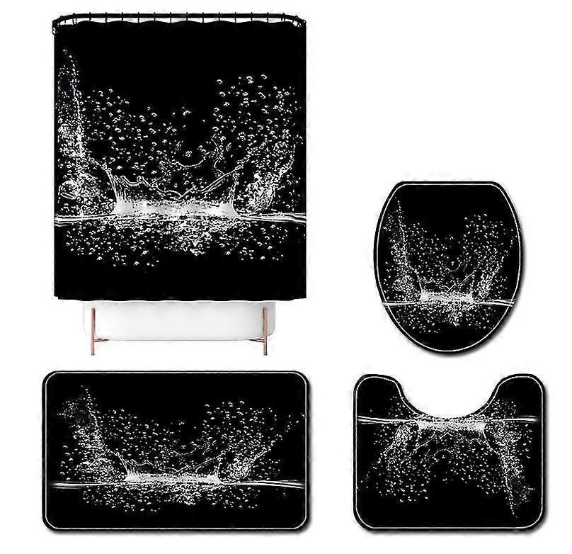 Mng Water Drop Corrugated Printed Toilet Mat Set