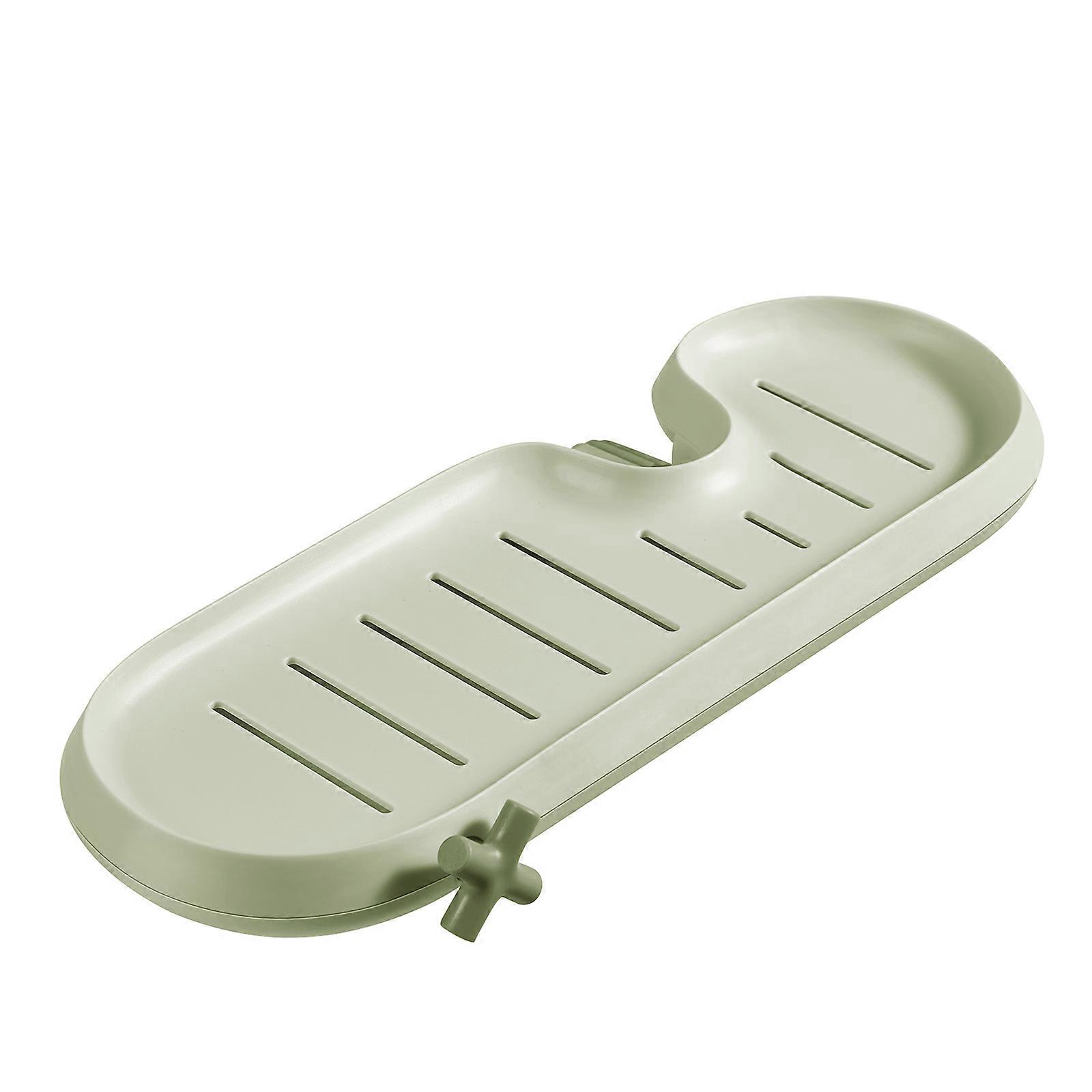 Hollow-out Faucet Storage Holder Adjustable with Buckle Fixing Storage Tray Draining Rack Holder fit round pipe