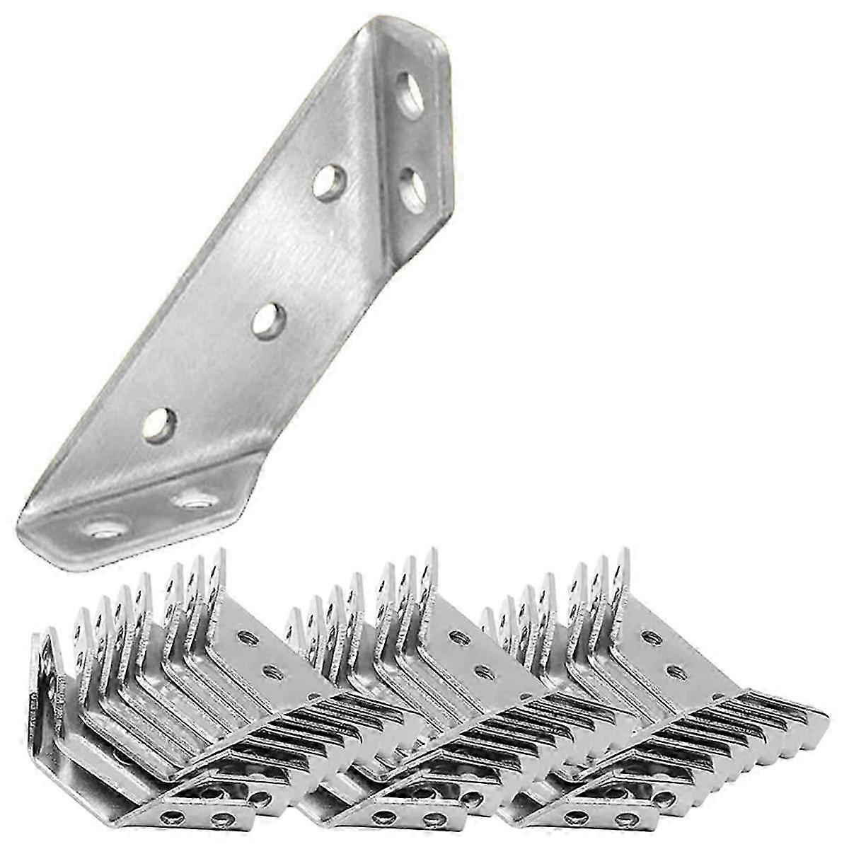 30PCS Universal Furniture Corner Connector, Angle Fasten Connector Triangle Support Frame Stainless Steel Corner Bracket