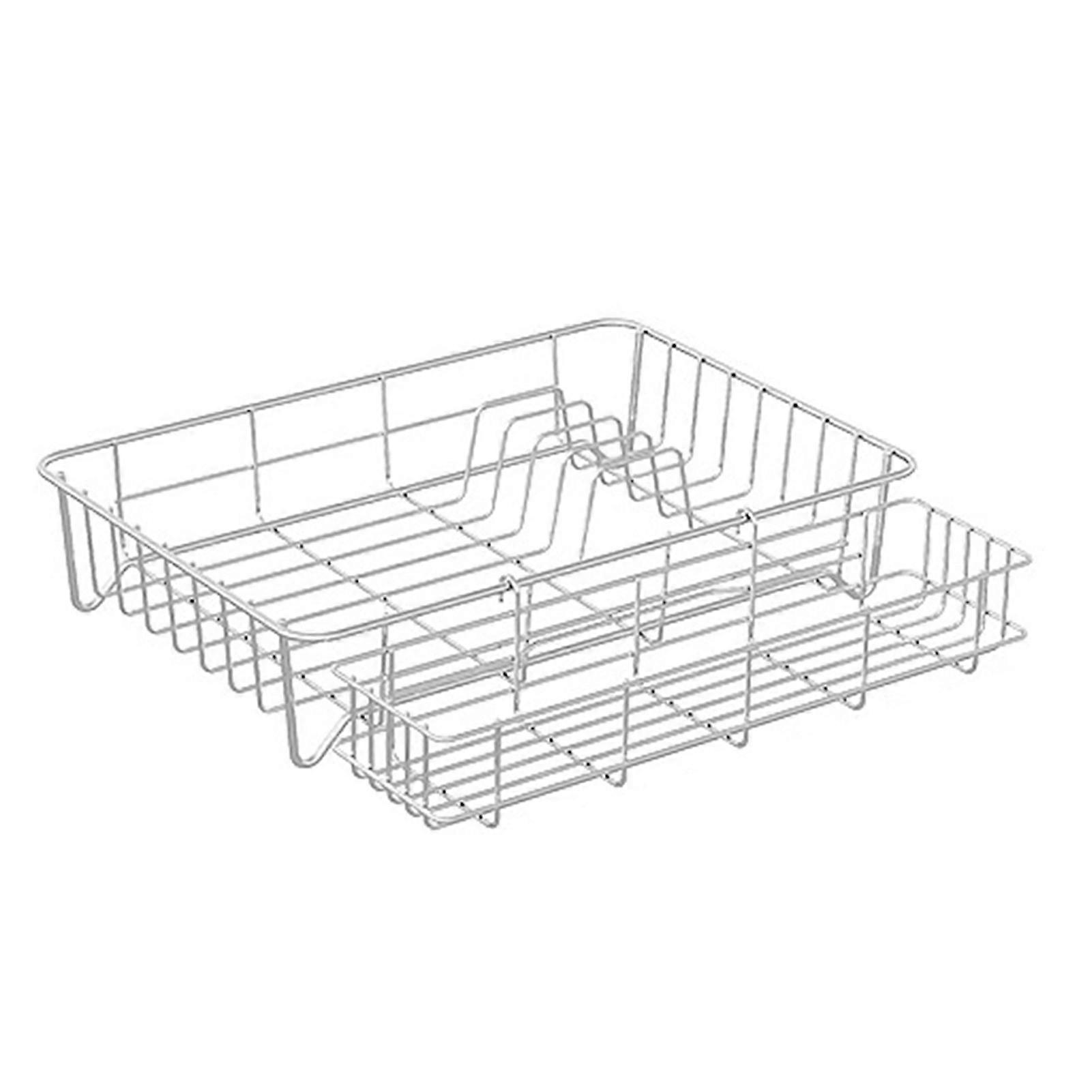 Large Dish Drainer Rack with Handle Polished Surface Rustproof Adjustable Design Easy Installation Metal Dish Drying Rack Organizer