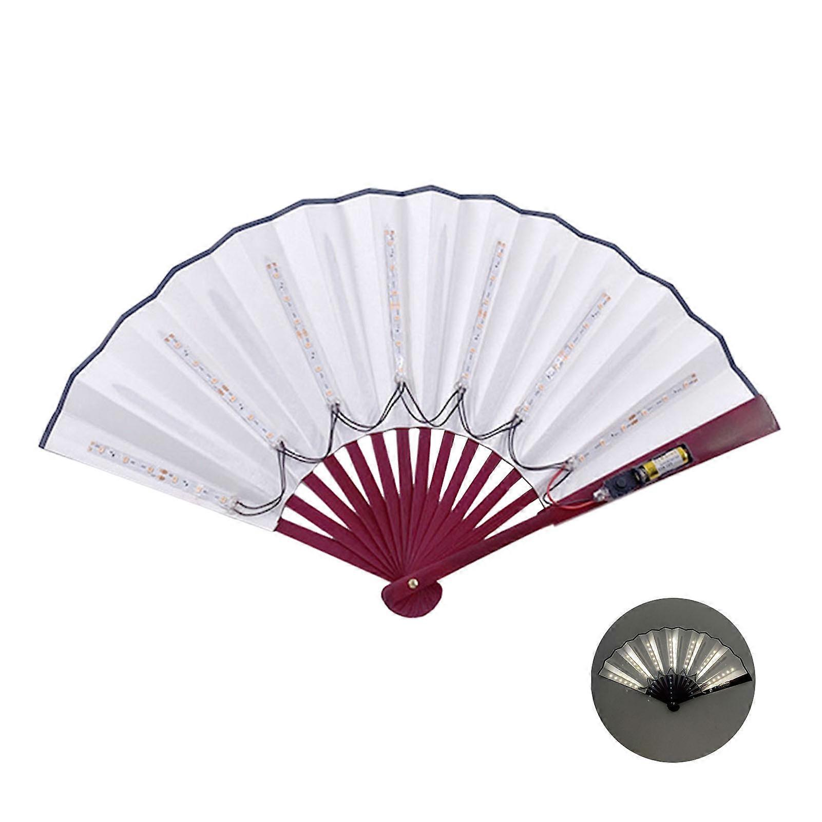 Luminous Fan LED Ambiance Light Foldable 12V 8 Inch Glowing Strong Hinge KTV Bar Club Decoration Night Performance Prop Hand Fan