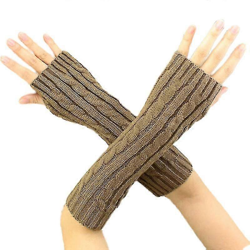 Mănuși lungi fără degete de iarnă jumătate deget tricot brațul cald maneca solid