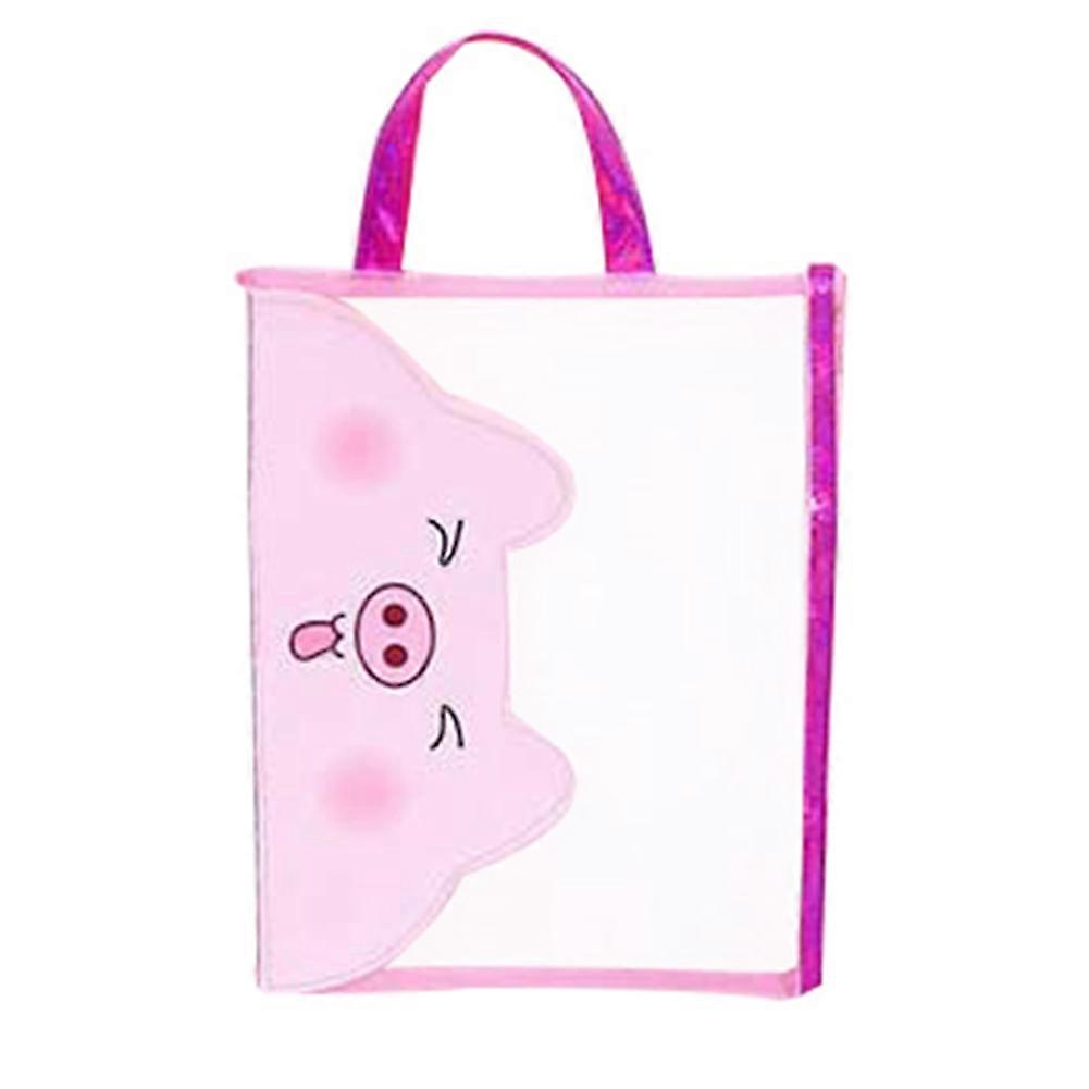 A4 Cute Portable Pig Pattern Zipper File Holder Girl File Bag Student Stationery (#3)