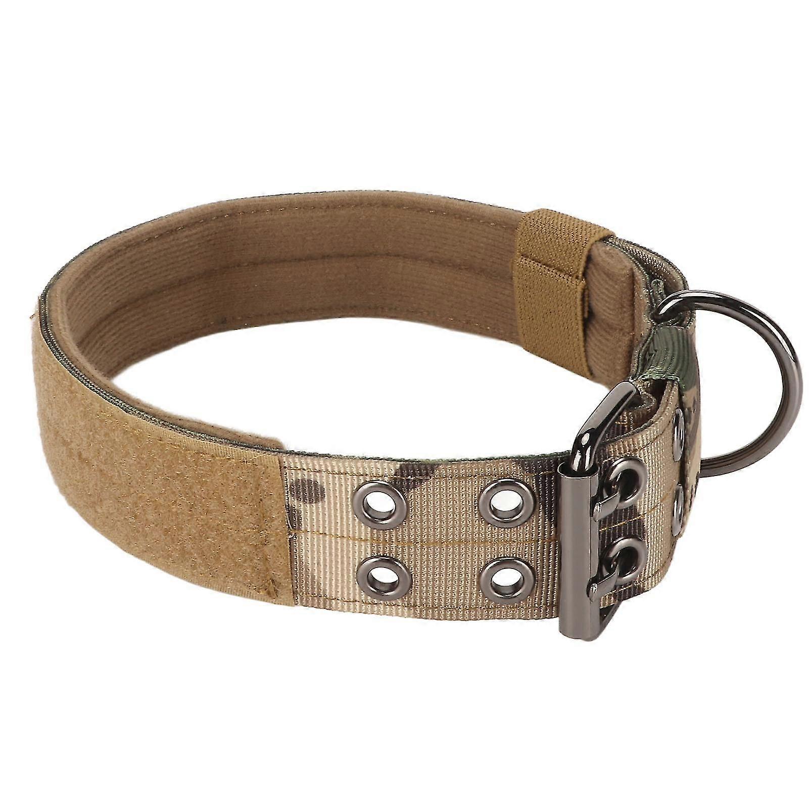 Dog Collar Double Row Metal Buckles Adjustable Pet Collar with D Ring Buckle for Medium and Large Dogs Camouflage