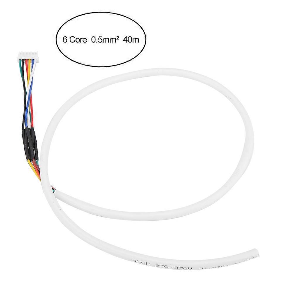 6 Core 40m 0.5mm² Round White Flexible Copper Cable for Video Door Phone Intercom System