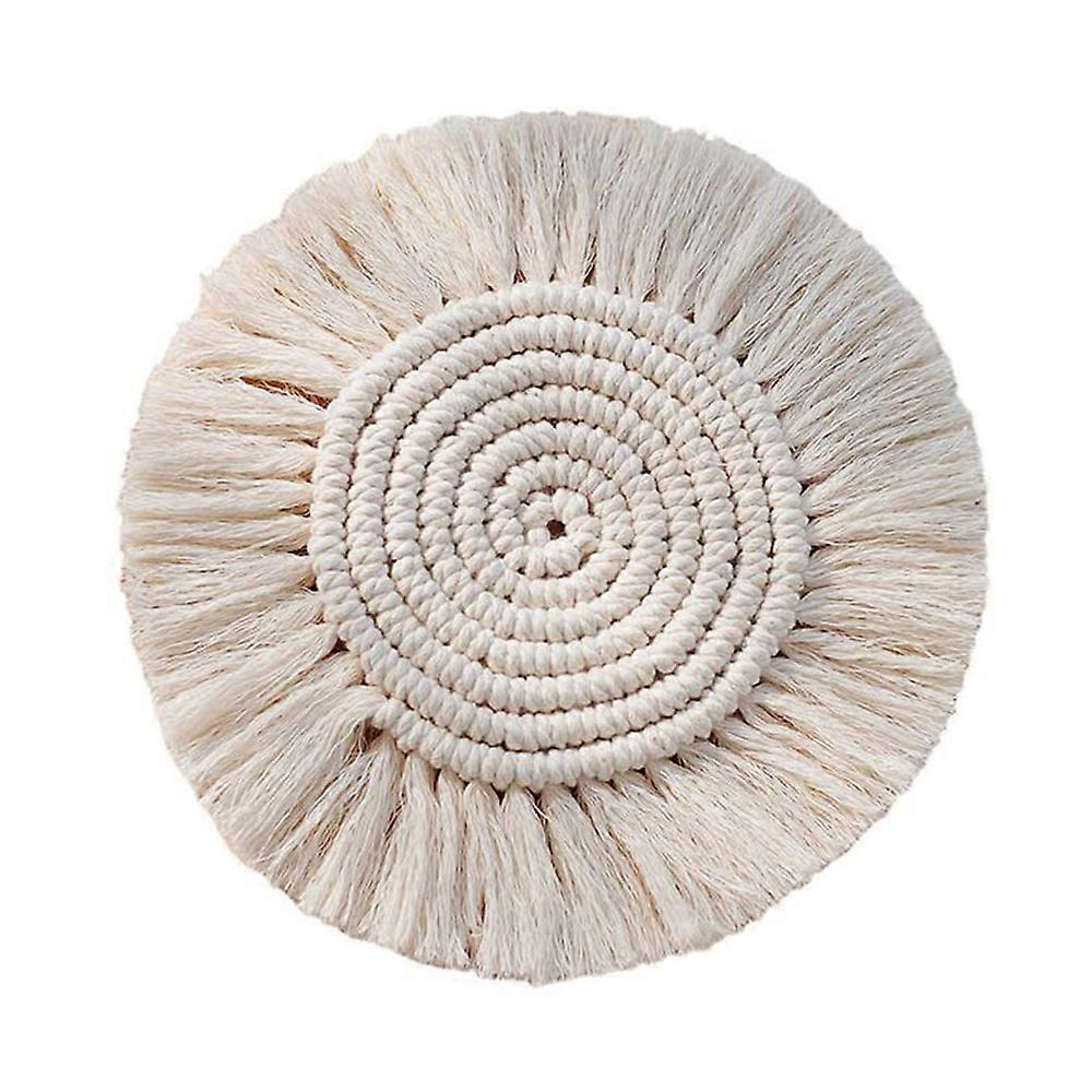 2-Pack Handmade Cotton Coasters Set for Office Home Kitchen (2 Round)