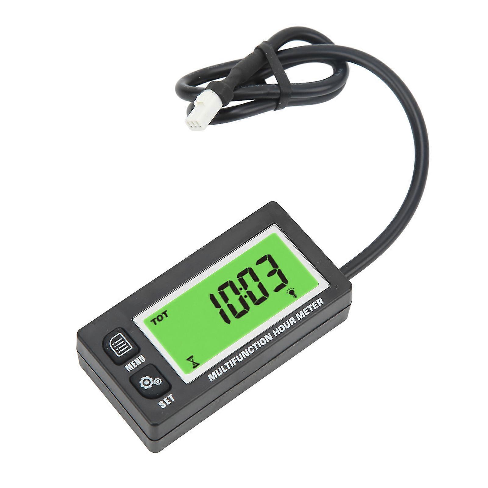 0‑25000RPM Digital Tachometer 0‑999999H Hour Meter LCD Display IP65 Waterproof Universal for Motorcycle ATV Lawn Mower