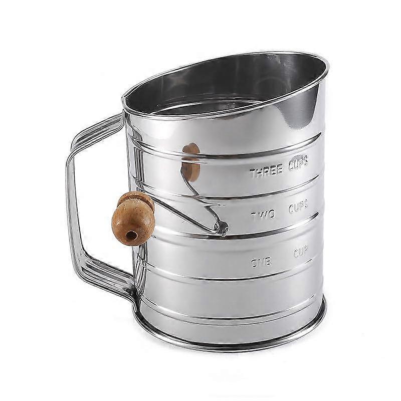 Stainless Steel Flour Sifter for Baking 3 Cup Capacity with Fine Mesh Screen and Easy Grip Handle