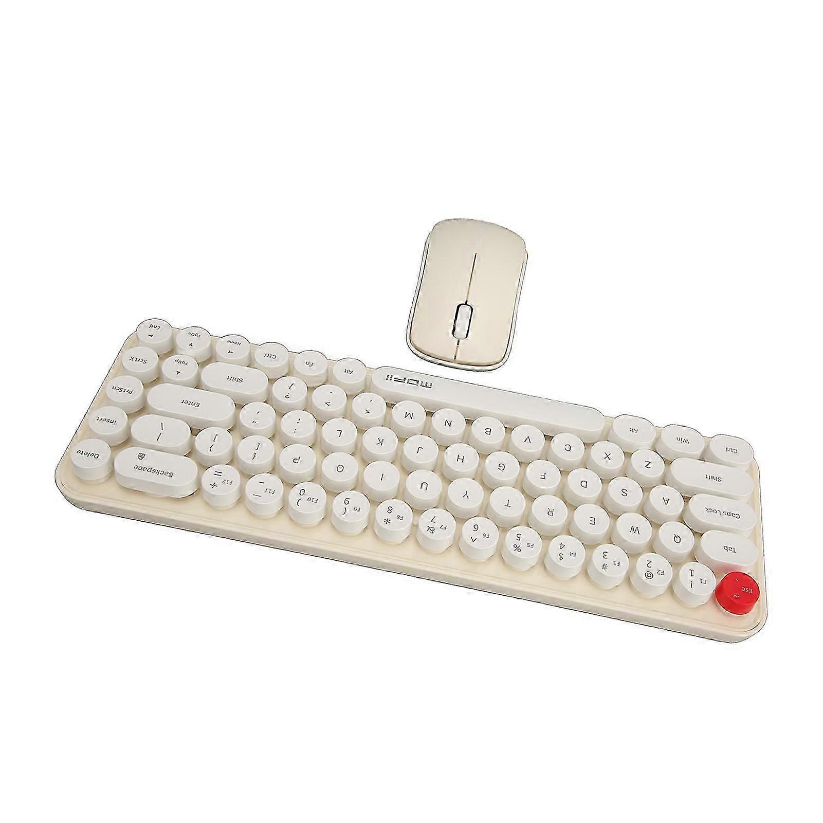 Wireless Keyboard Mouse Combo Mini Portable Retro Silent 2.4g Wireless 68 Keys Office Keyboard Mouse Set Beige