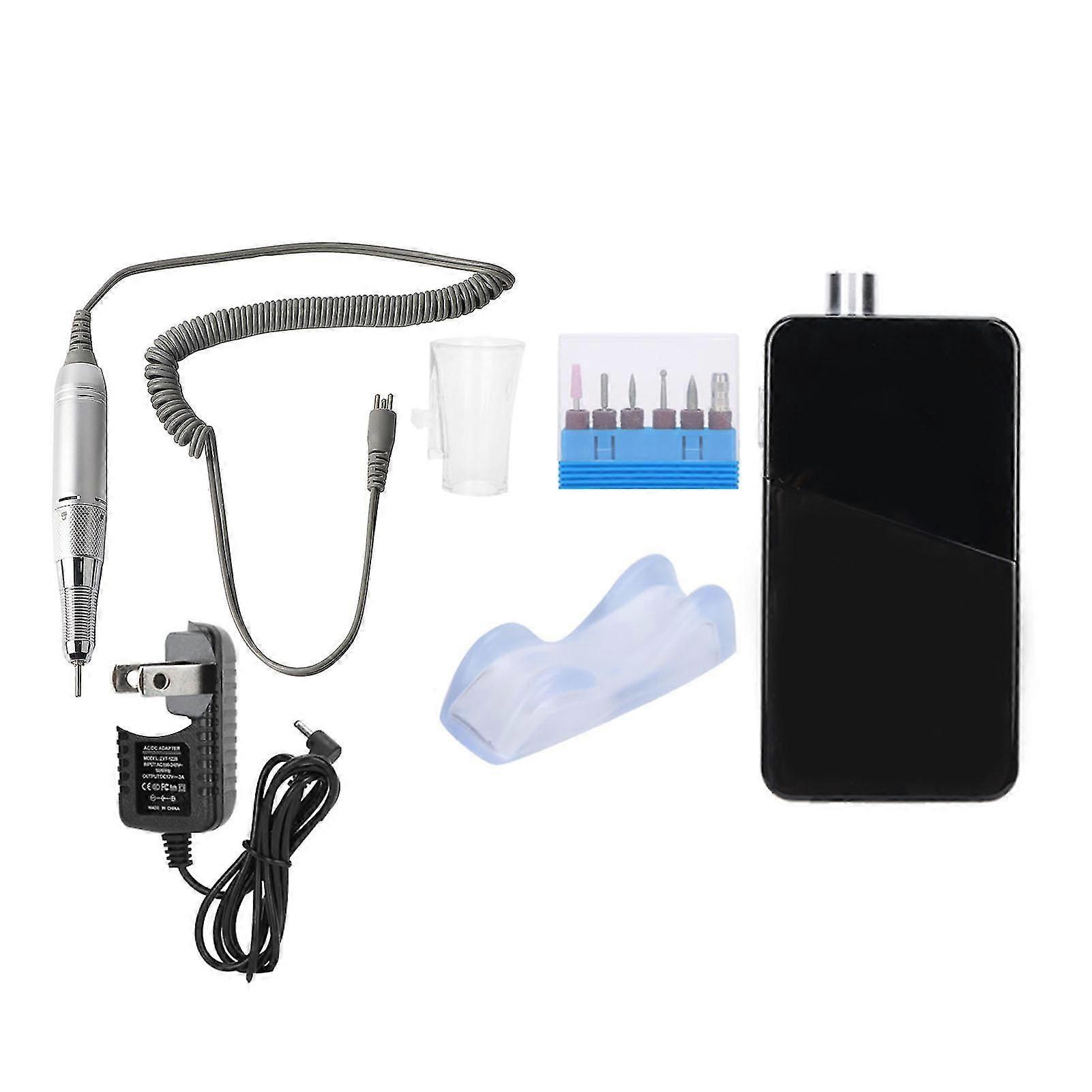 Electric Nail Drill Files Portable Manicure Tools Grinding Machine Black US Plug