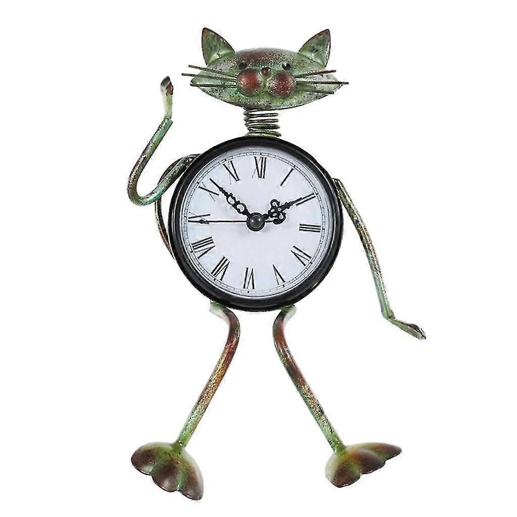 Statue Clock, Cat - shaped Table Clock with Roman Numerals, Decorative and Functional Timepiece