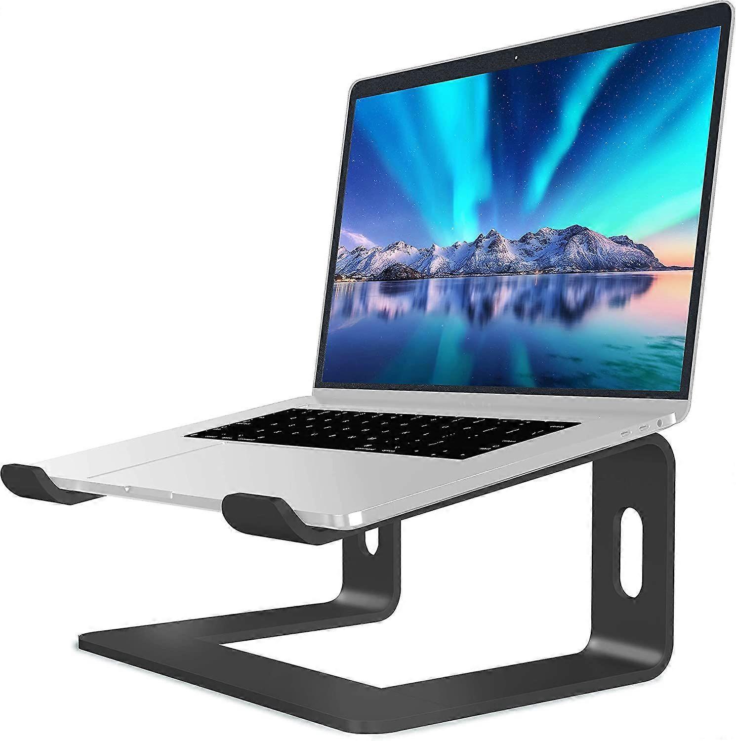 Laptop Stand, Aluminum Computer Riser, Ergonomic Laptops Elevator for Desk, Metal Holder Compatible with 10 to 15.6 Inches Notebook Computer, Black