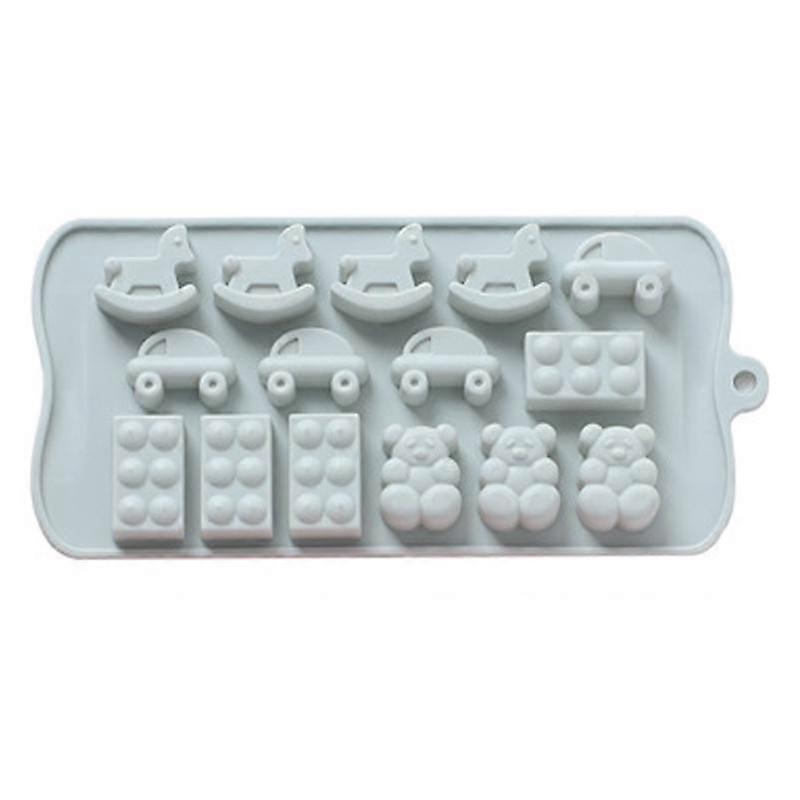 15 Even cubs rocking horse car pattern chocolate silicone mold handmade diy biscuit mold