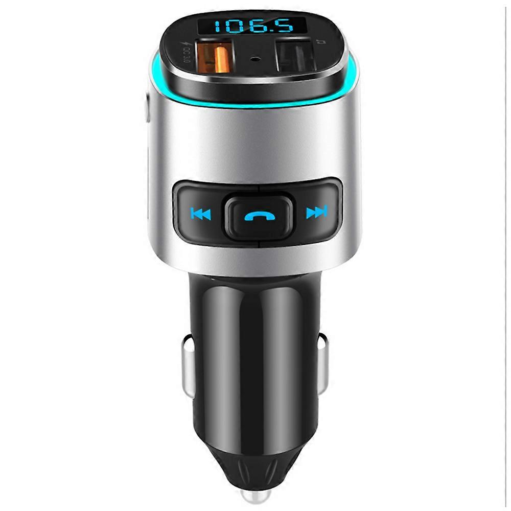 V5.0 Bluetooth FM Transmitter for Car, QC3.0 & LED Backlit Wireless Bluetooth Adapter Music Player/Car Kit with Hands-Free Calls
