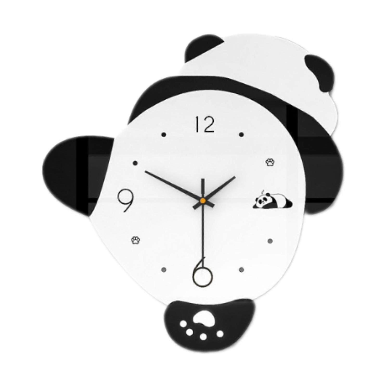 Panda Shape Wall Clock Big Wall Clock Quiet Easy to Read Cute Large Wall Clock