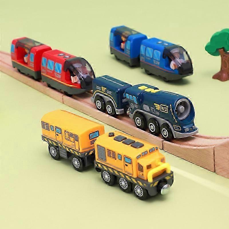 Battery Operated Locomotive Train Set Powerful Engine Bullet Electric Train Car Toys Fit For Biro Wooden Railway Track Kids Gift