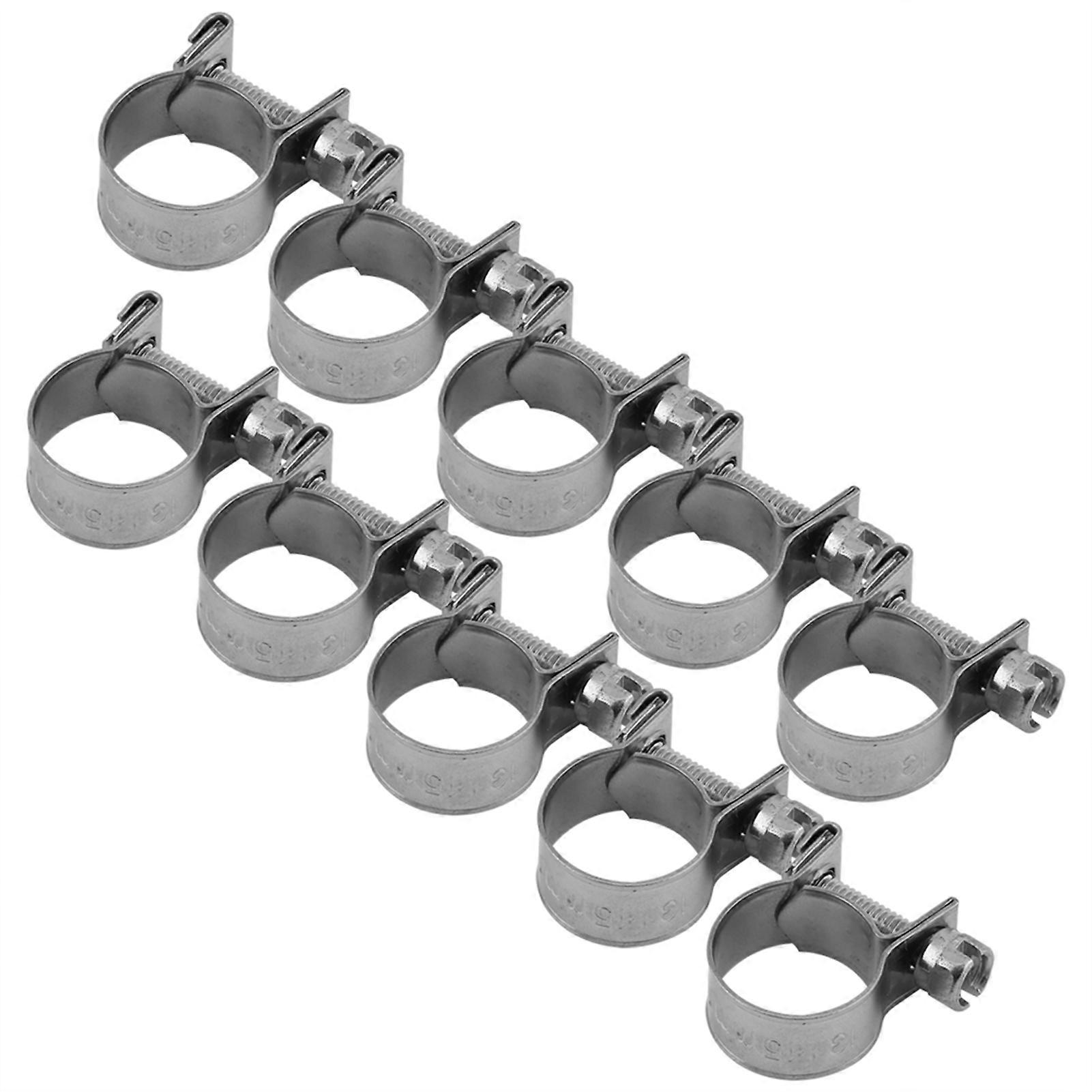 Pack of 10pcs Stainless Steel Mini Fuel Line Pipe Hose Clamp Clip 6mm‑20mm Optional Size Available in Pipe Sizes(13-15Mm)