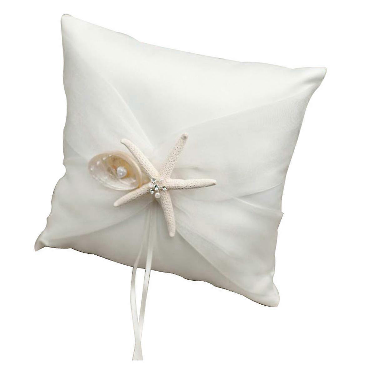Wedding Ring Pillow Starfish Design Elegant Ocean Theme