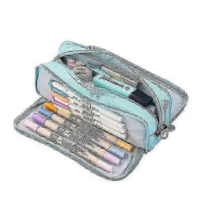 Large Pencil Case Big Capacity 3 Compartments Canvas Pencil Pouch For Students