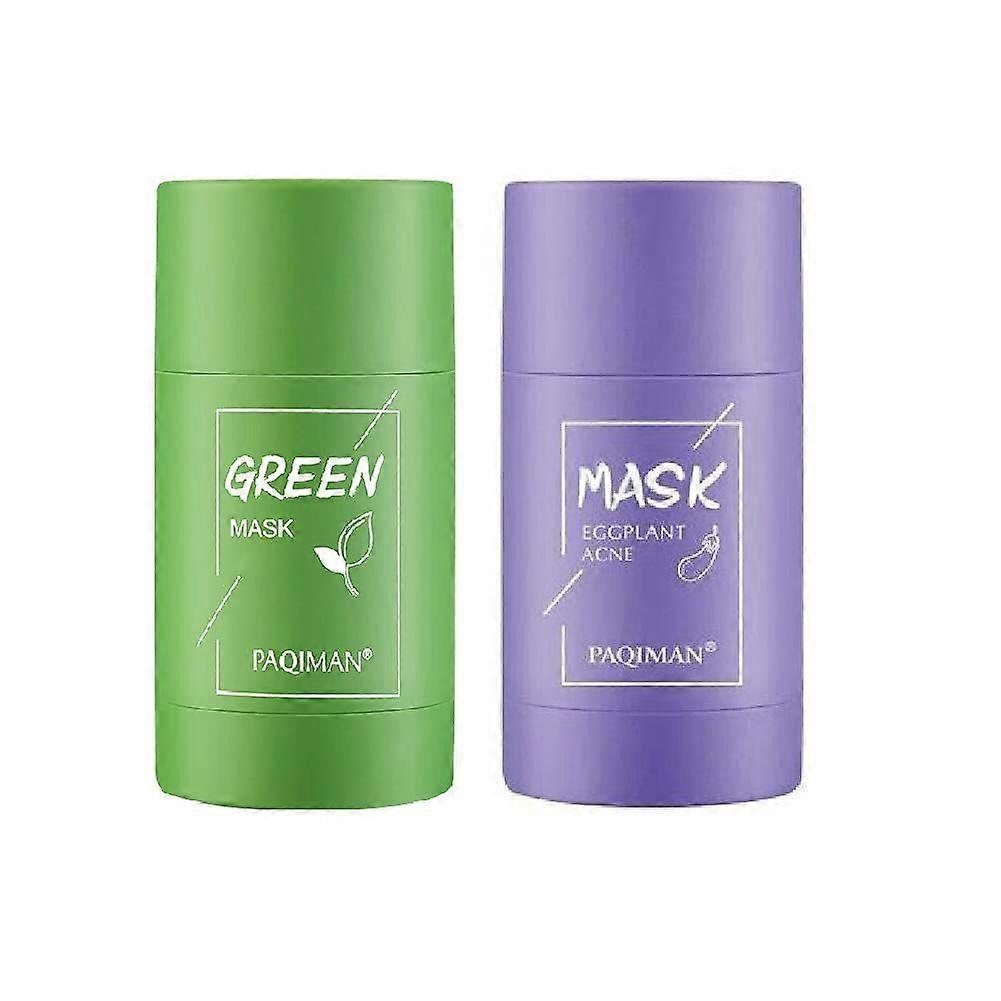 2 個緑茶フェイスマスク、毛穴のないディープクレンジンググリーン浄化粘土スティックマスク、顔の黒ずみ除去剤、緑茶抽出物入り緑茶&エッグプラン
