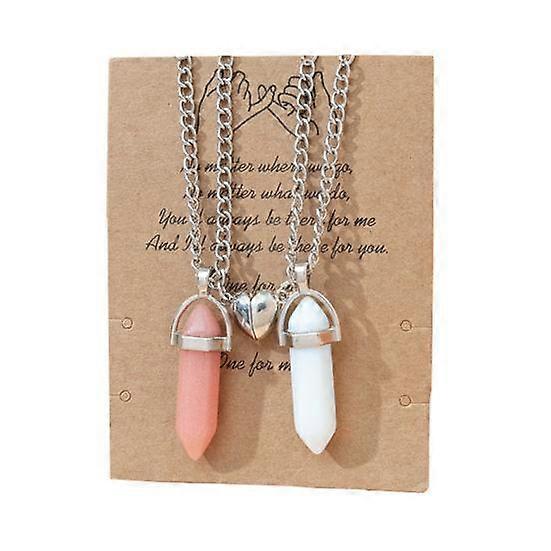 2Pcs Versatile Fine Crafts Simple Adjustable Magnet Attracting Hexagonal Stone Charm Necklaces Lover