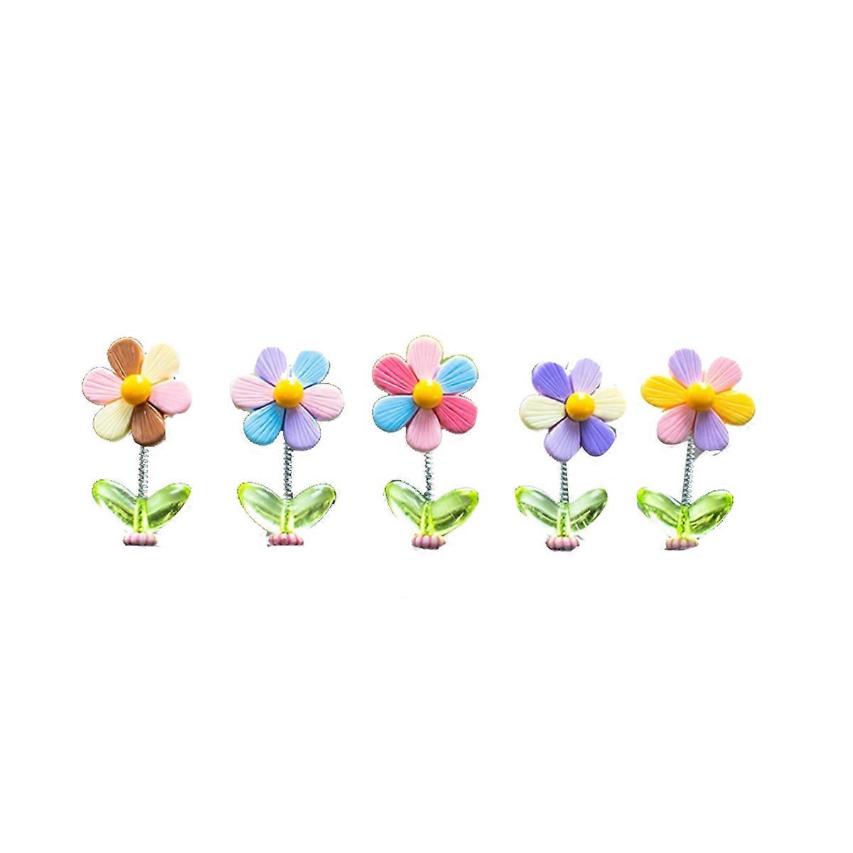 5Pcs Car Dashboard Rainbow Flower Ornaments Head Shaking