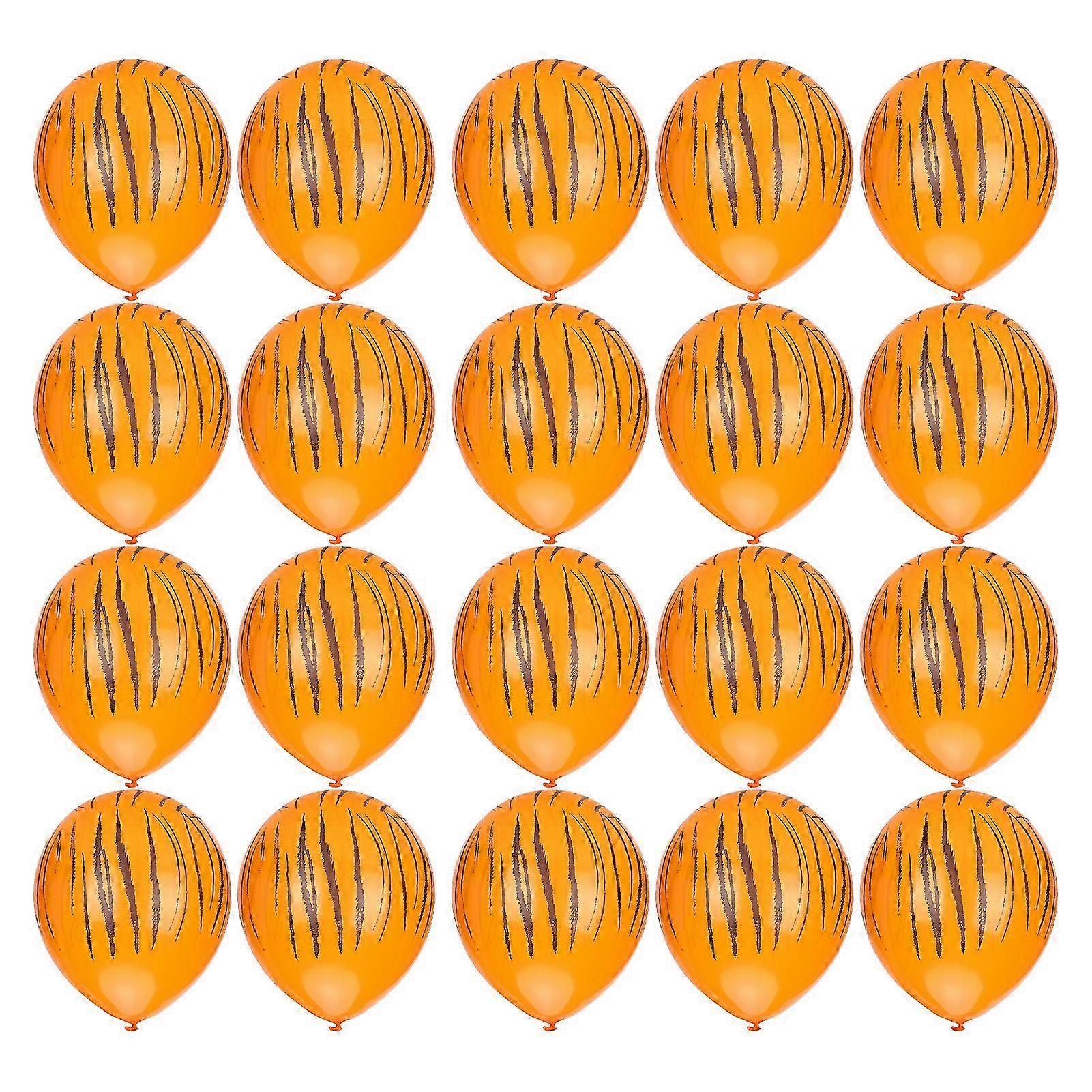 20Pcs Animal Pattern Balloons Round Latex Balloons Decoration for Birthday/PartyOrange for Zebra Pattern