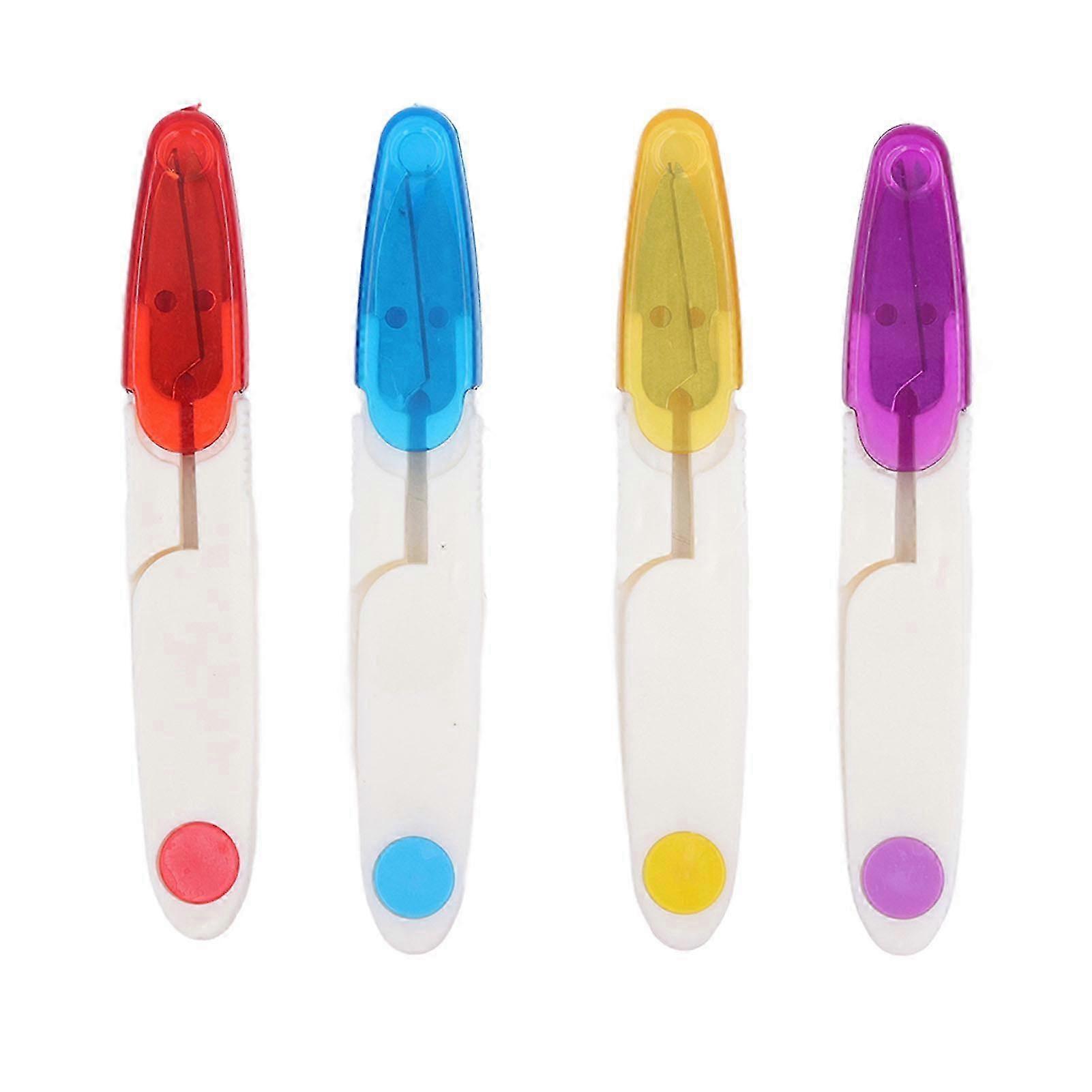 4 Pcs Thread Snips Small Compact U Shaped Fabric Scissors Embroidery Scissors with Cover for DIY Sewing Projects