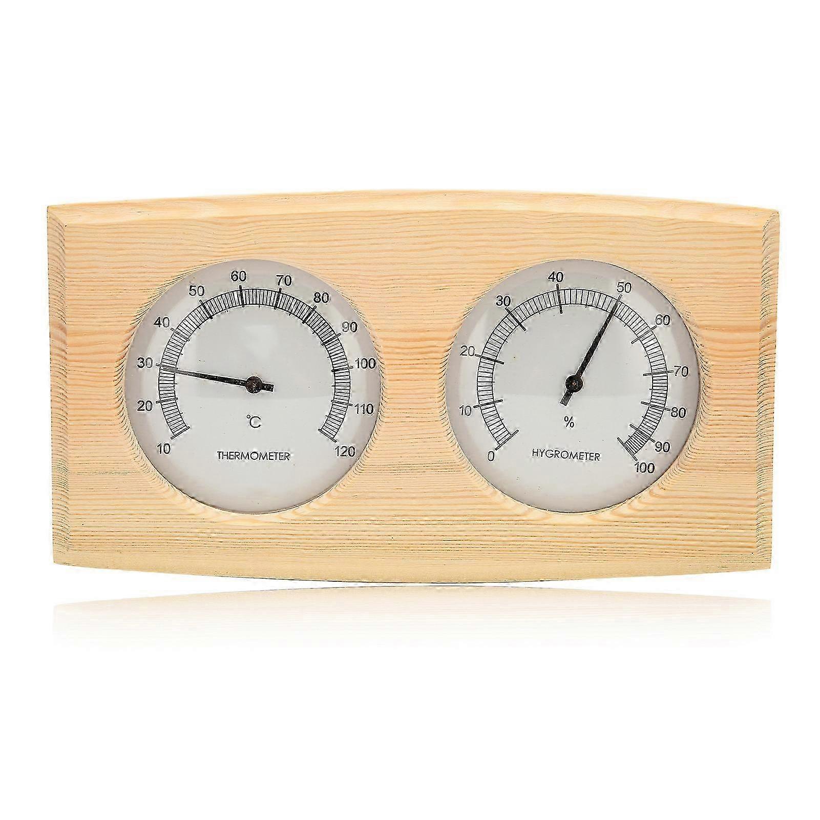 Wooden Thermometer Hygrometer for Sauna Room Double Dial Pointer Type Temperature Humidity Meter