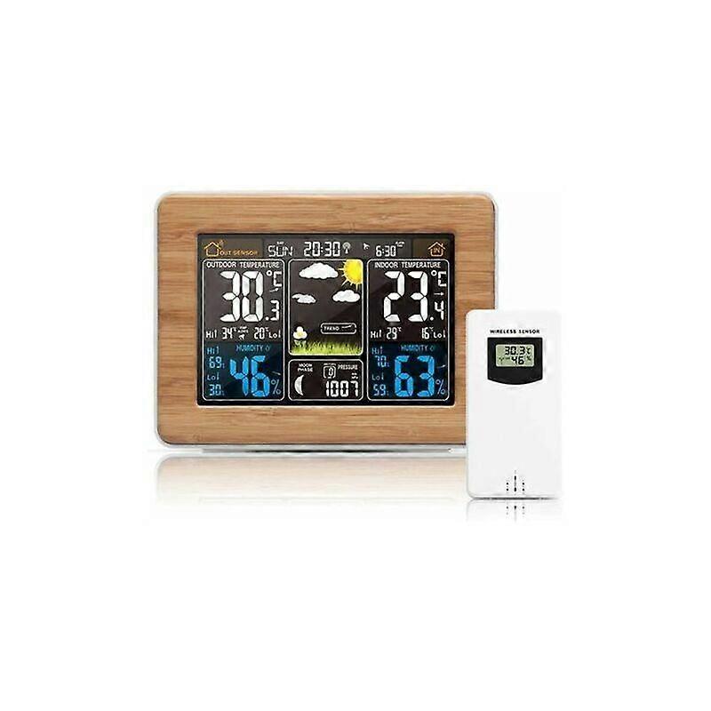Wireless Weather Station with Barometer/Weather Forecast/Alert, Color Screen Indoor/Outdoor Multifunction Clock Thermometer Hygrometer