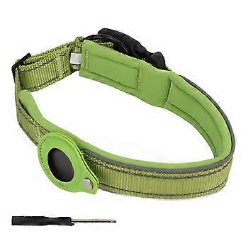 Dog Collar Green Pet Find Anti Lost Location Tracking Protective Cover Nylon Dog CollarL