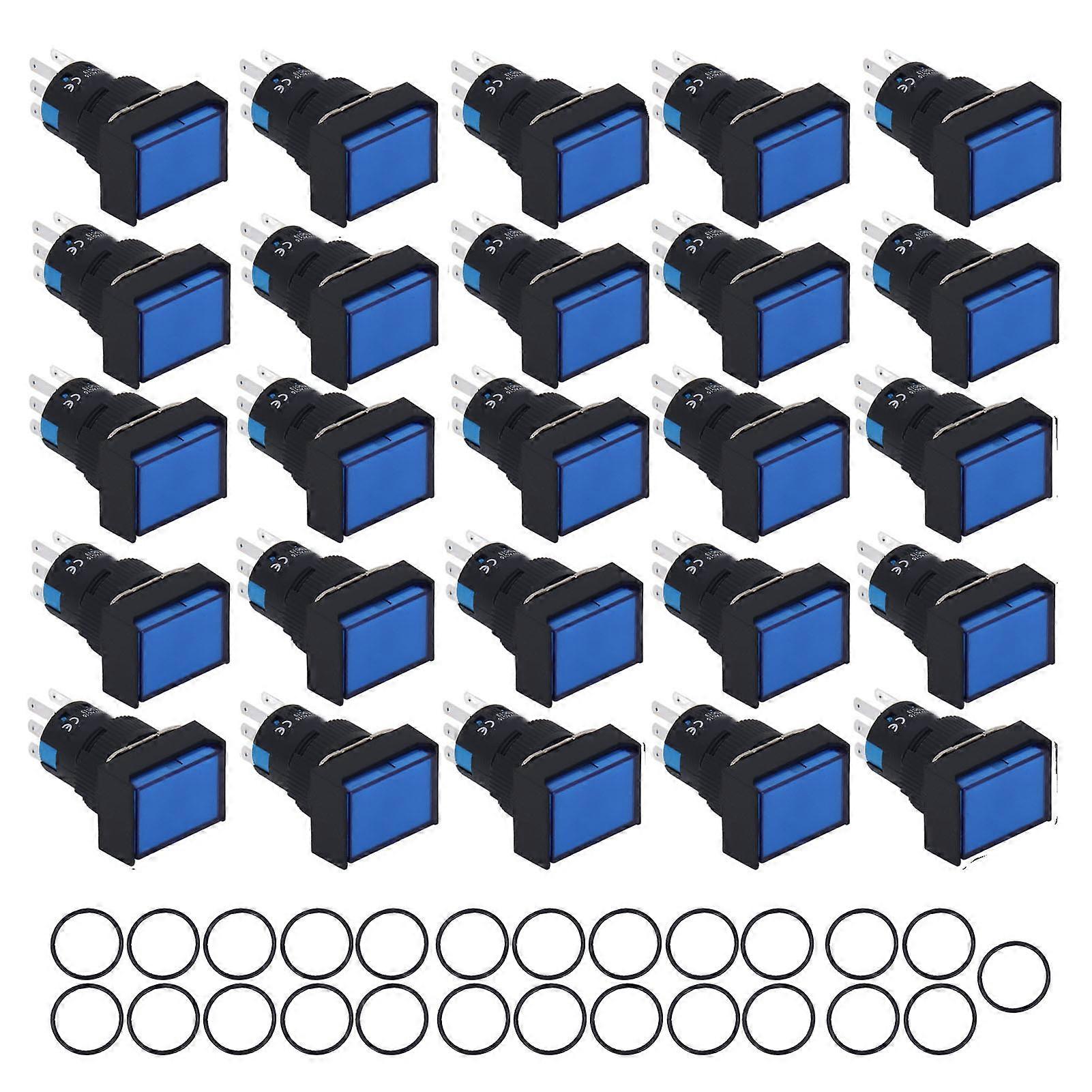 25 Pcs Industrial Long Life Push Button Switch with Indicator Light for Machine Tool Motor AC 0‑240V