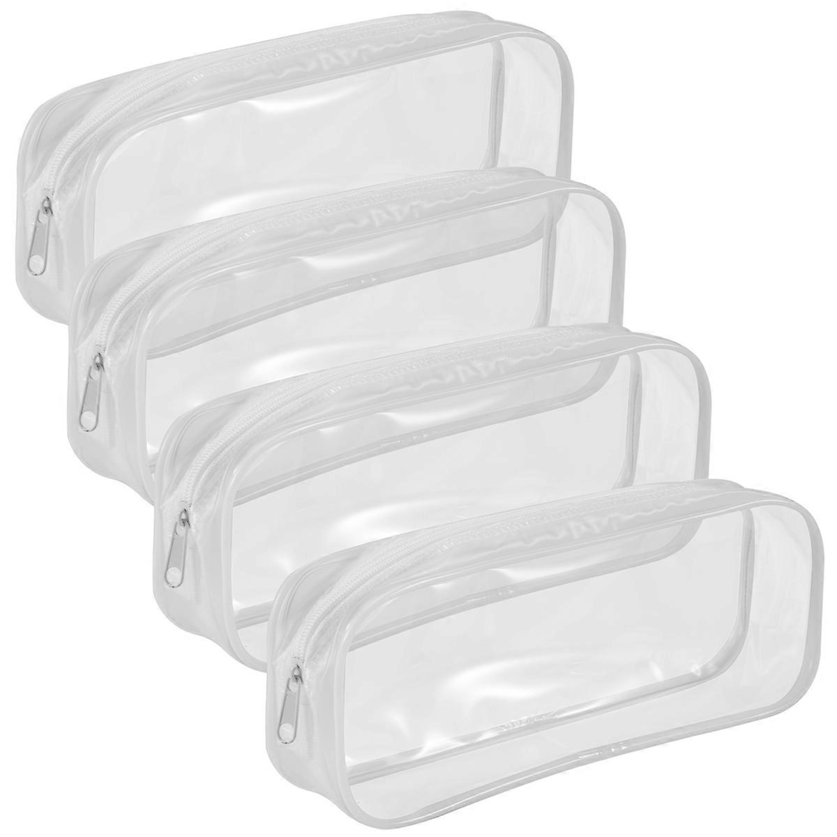 4 Pcs Clear Pencil Case Big Capacity Transparent Pen Pencil Bag PVC