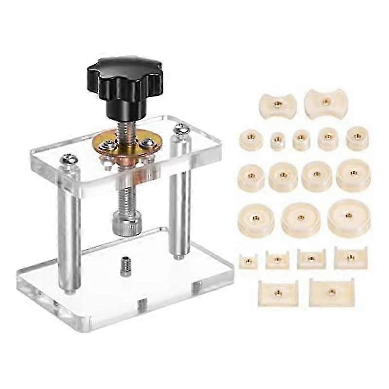 Watch Press Set, Watch Back Case Screw Type Closer with 20 Dies Acrylic Watchmaker Press Tool Set f