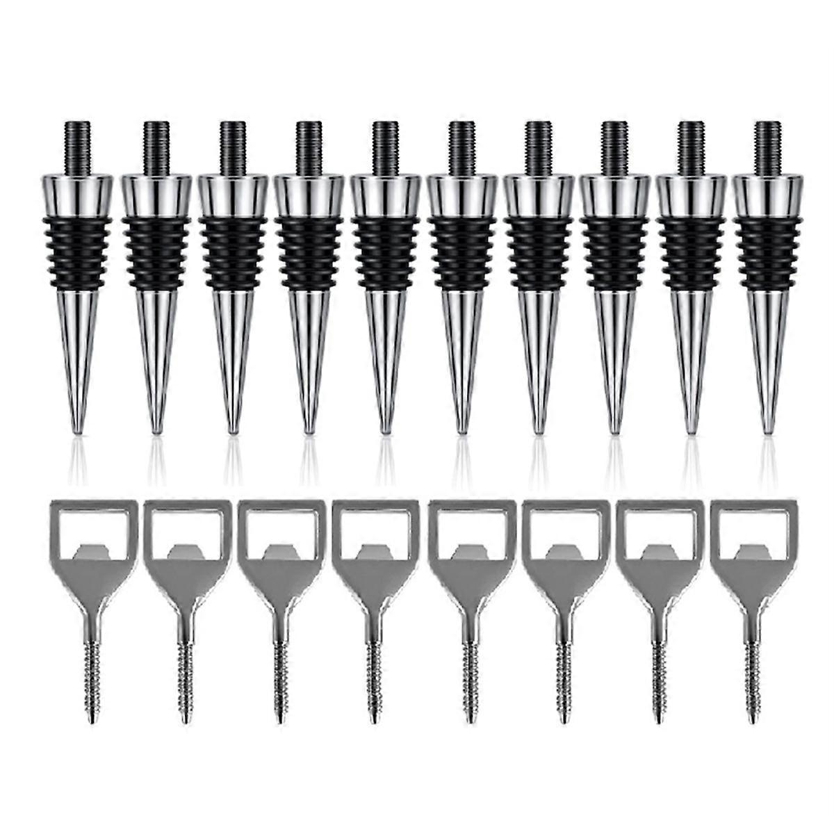 10 Pcs Metal Wine Stopper and 8Pcs Blank Alloy Bottle Opener