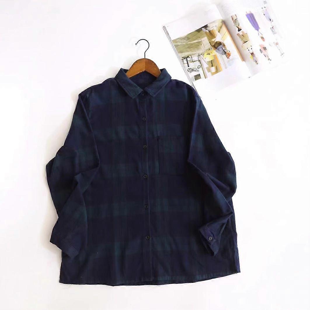 Artistic Retro Double-Layer Cotton Yarn Loose Lapel Long Sleeves Shirt Women's Spring Base Shirt Casual