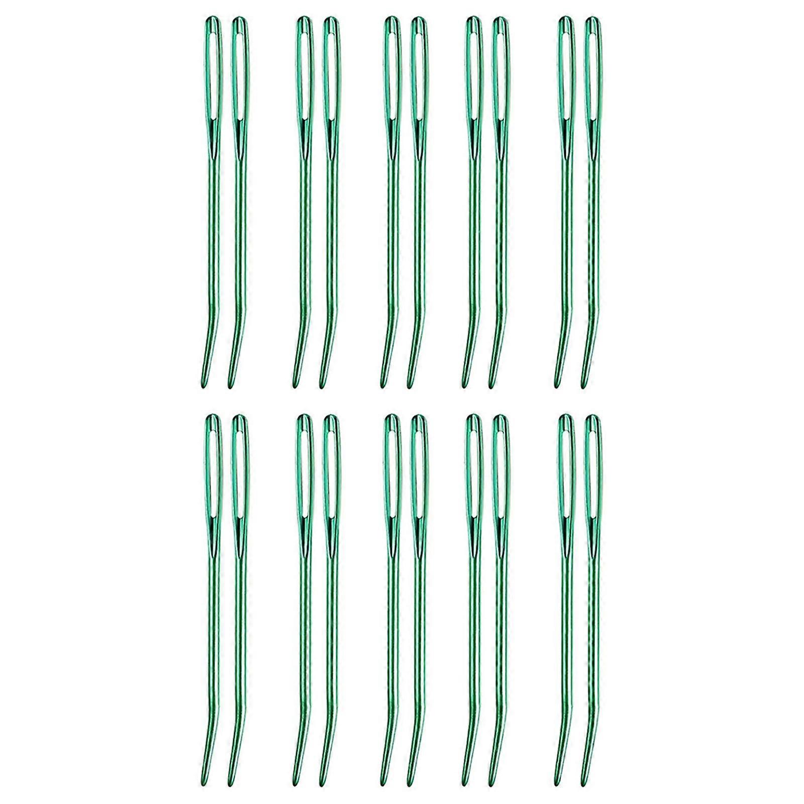 20 pièces fil aiguille à tricoter aiguille à coudre grand œil aiguille courbée pull aiguille à coudre aiguille à tisser aiguille pour coudre vert