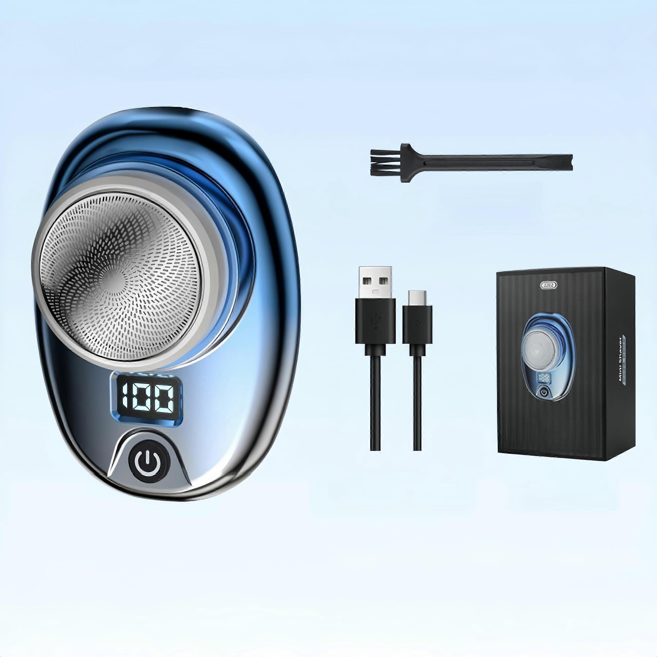 Mini USB Rechargeable Shaver for Car Travel Electroplated Gradient Blue