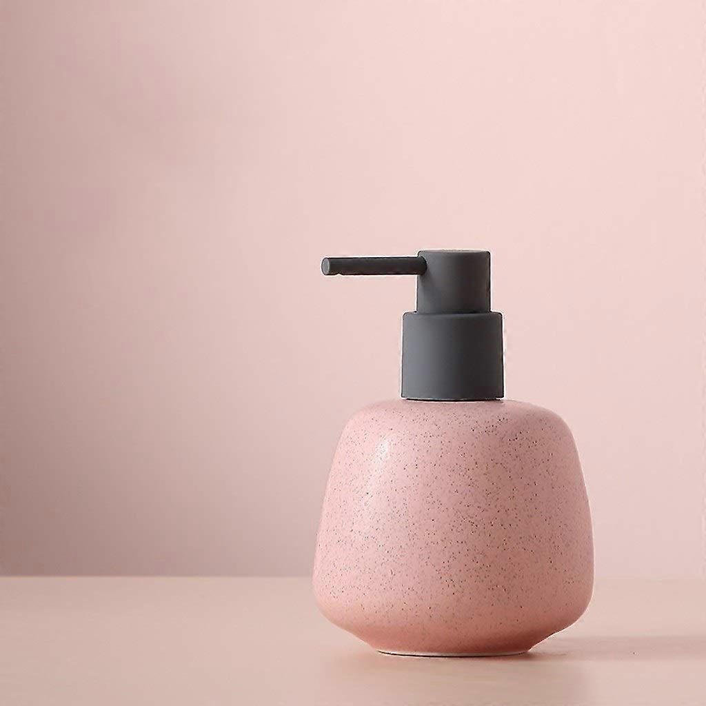Hand Ceramic Soap Dispenser 350Ml Capacity Pink Color Rustproof Pump Bathroom Decor