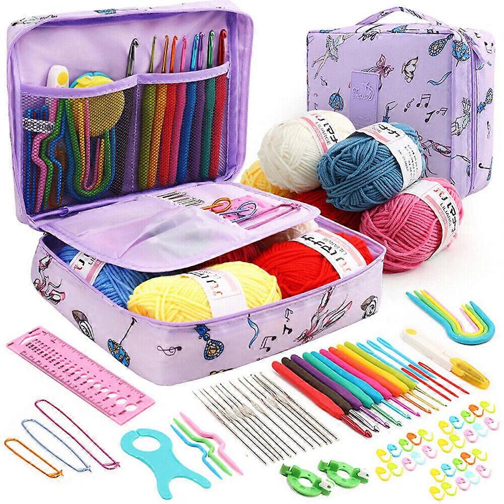 79 Pcs Ergonomic Crochet Hook Set 5 Rolls Yarn Knitting Needles Kit for·Starters