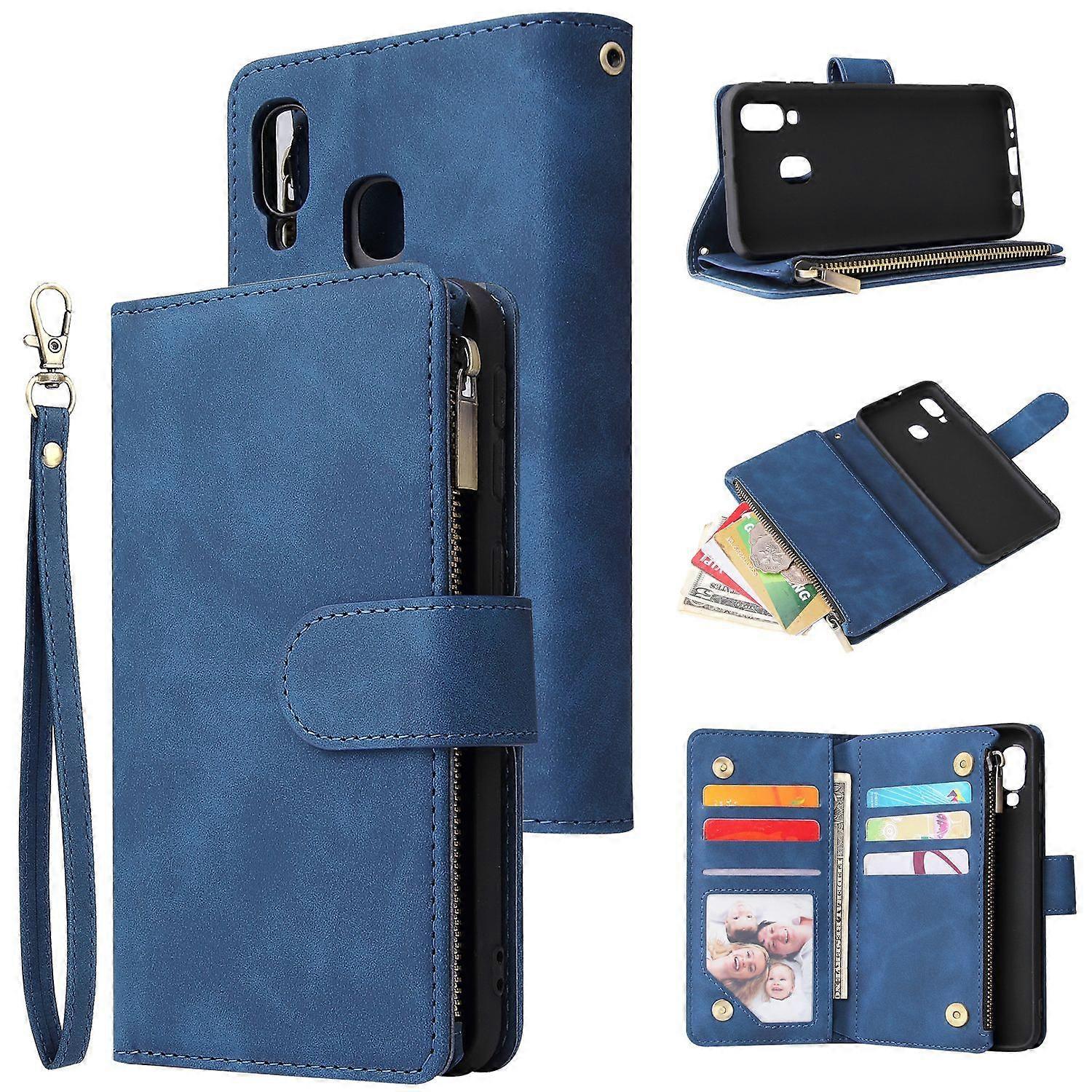Case for Samsung Galaxy A40 Premium Pu Leather Magnetic Handbag Zipper Pocket Card Slots Cover Compatible With Samsung Galaxy A40