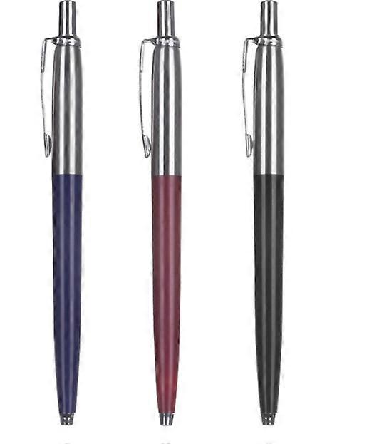 3Pcs Retractable Ball Point Pen Black Ink, Fine Point (Assorted)