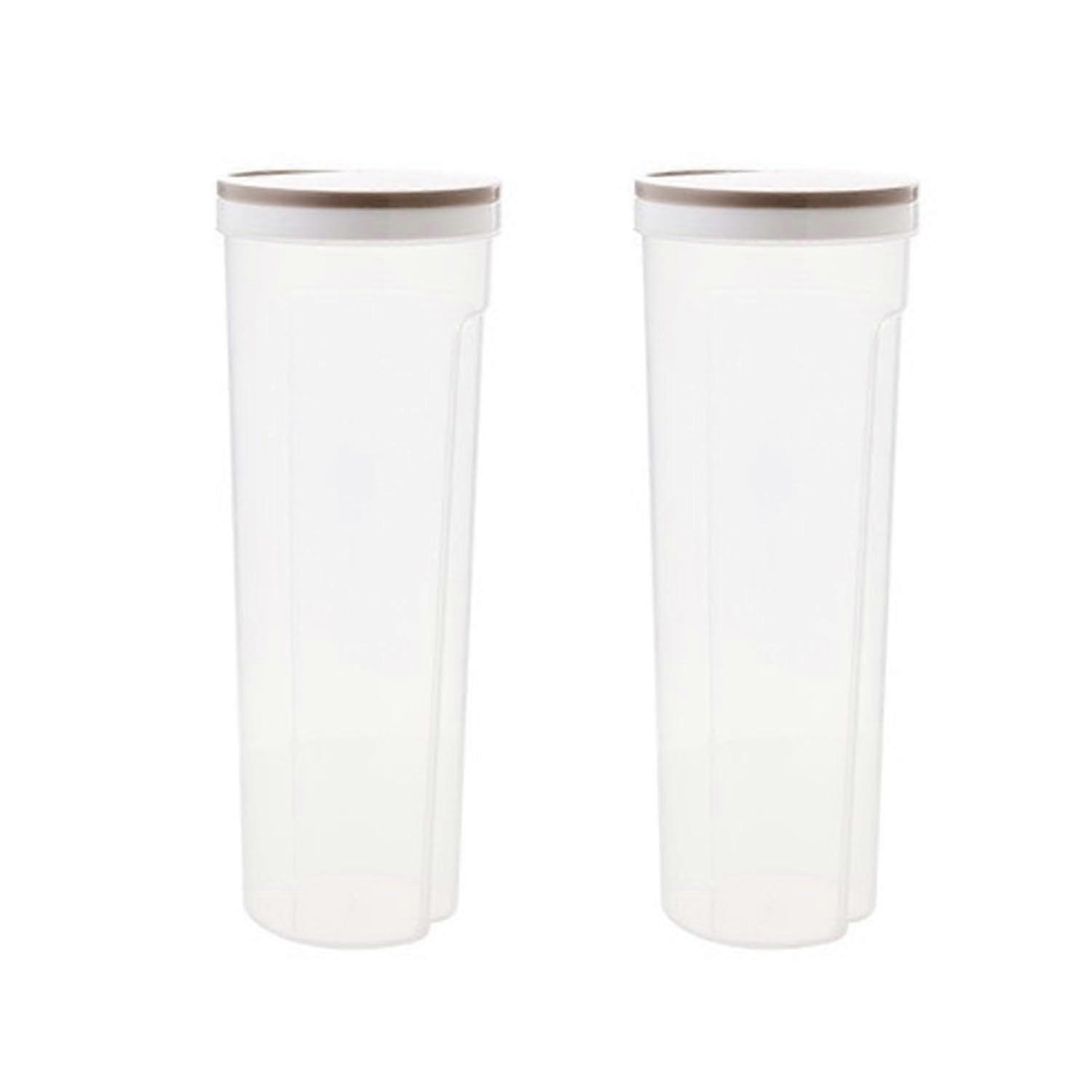 3.2L Plastic Spaghetti Storage Jar with Controllable Lid for Flour, Sugar, Pasta, Grain and Noodles - Set of 2