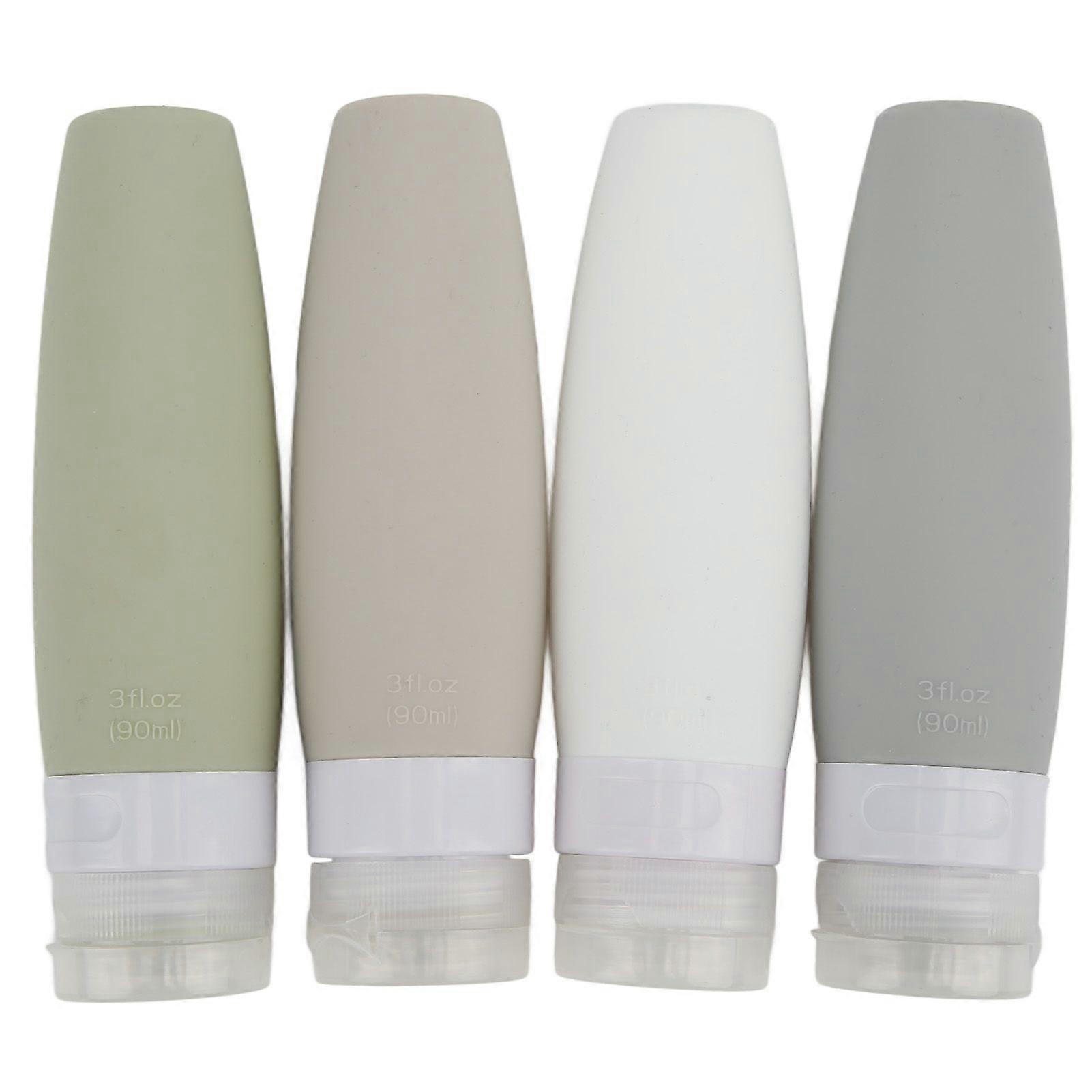 4Pcs Silicone Travel Bottle Large Opening Design Leakproof 90ml 4 Colors Squeezable Travel Containers Set for Travelling