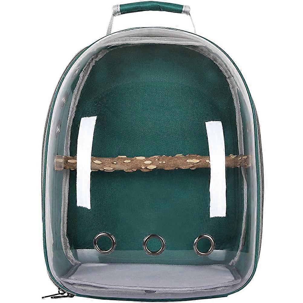 Bird Travel Cage Backpack for Parrots, Transparent Capsule Pet Carrier with Breathable Fabric and 360° Visibility