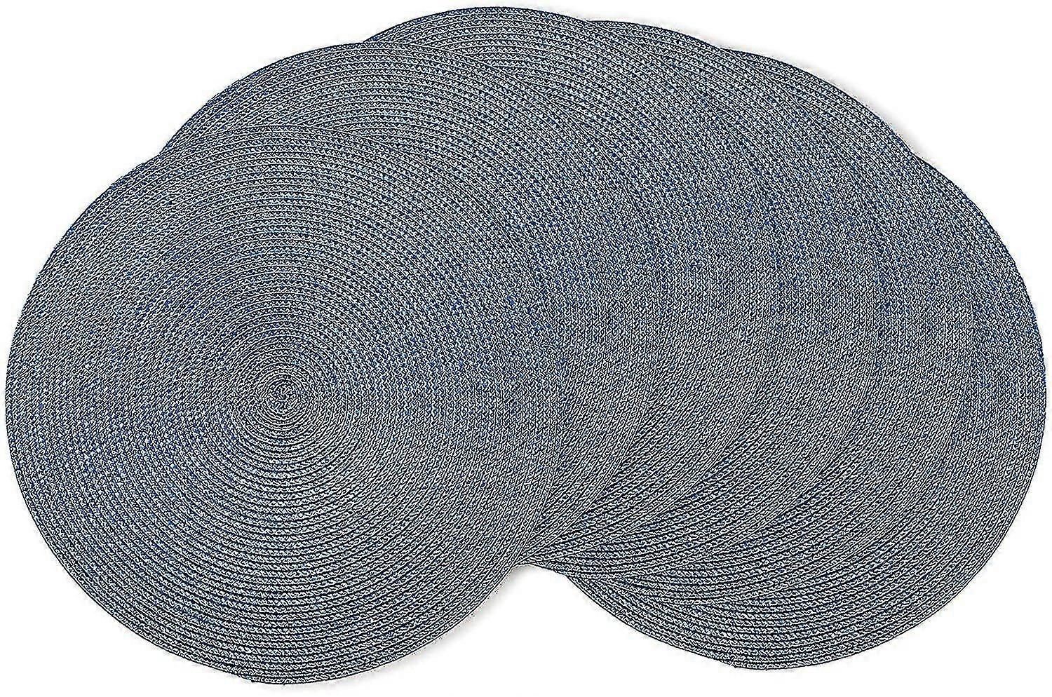 Wekity Round Braided Placemats 15 Inch Round Table Mats For Dining Tables Woven Heat Resistant Place Mats Set Of 6 (sky Blue)