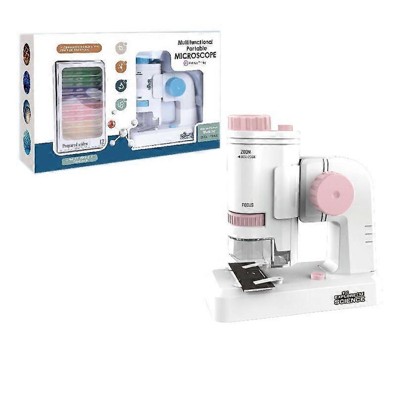 Çocuklar için Cep Mikroskobu, Taşınabilir El Mini, LED Işıklı Çocuk Mikroskobu 80X-200XPink