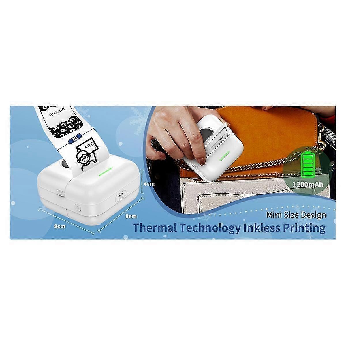Mini Thermal Printer X5 Bluetooth Pocket Printer Portable Inkless Sticker Printer for Study, Notes, Pictures, Photos