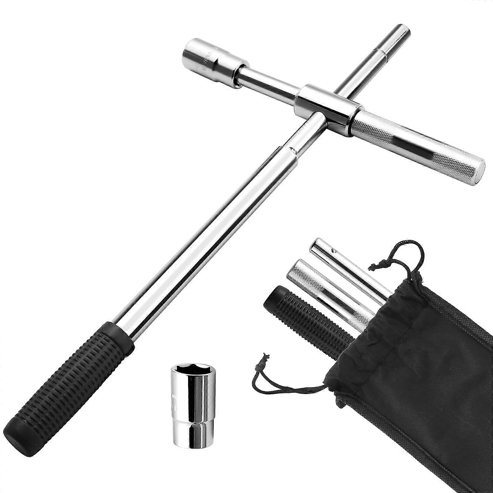23" Universal Extended Lug Wrench 4-Way Tire Iron Nut Wrench Set 17/19/21/23mm With Storage Bag