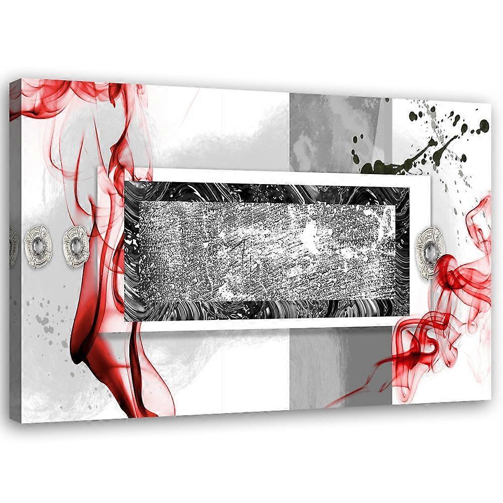 Impression sur toile, Abstraction gris rouge - 90x60